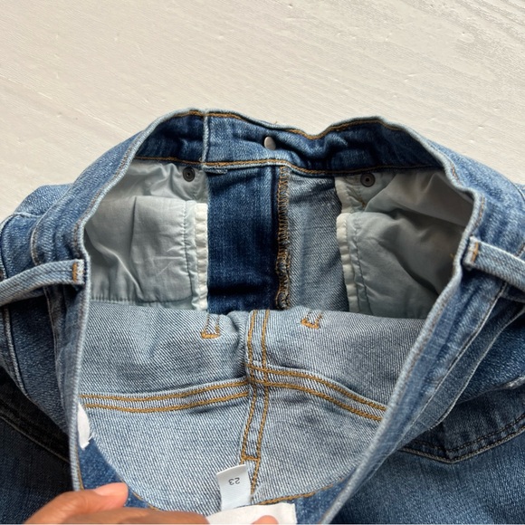 Frame Le Beau Ankle Straight Leg Boyfriend Jeans Womens 23 Cleo Rips Wash - Picture 14 of 16